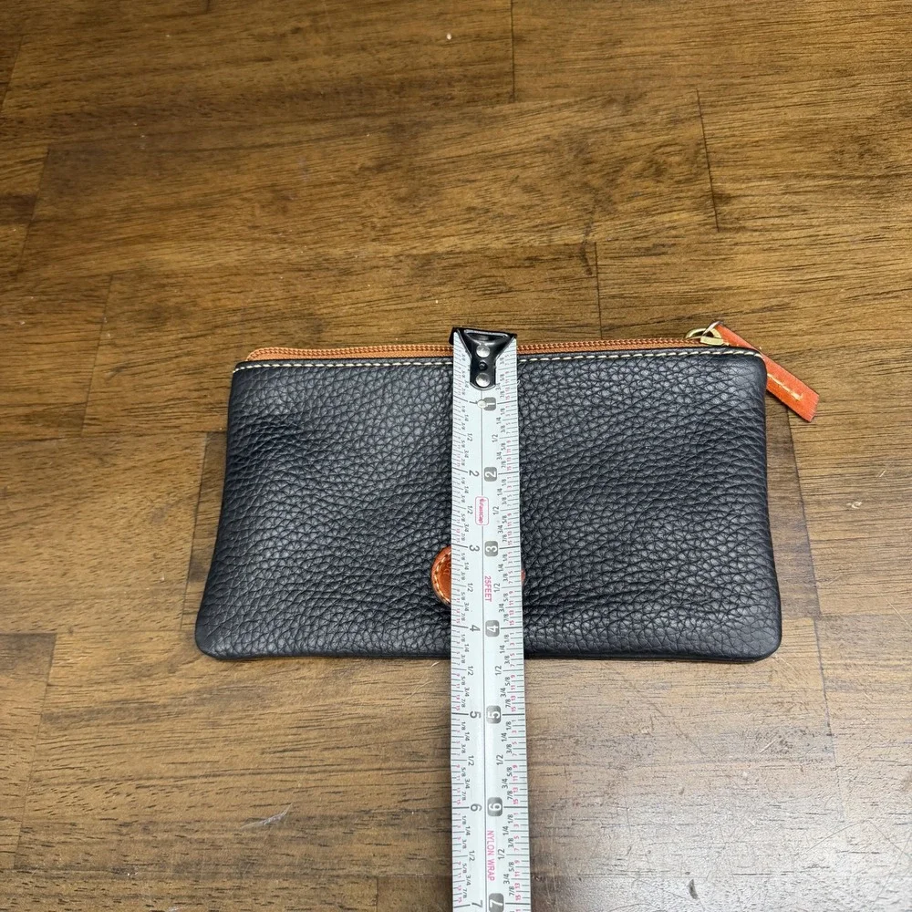 Dooney & Bourke Pebbled Coin Pouch Women Small Black Leather ID Window Zippered